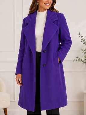 Adolfo Womens Vibrant Purple Trench Coat